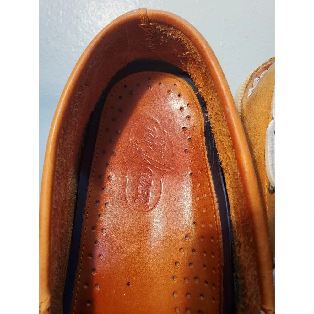 VTG Sperry Top-Sider Mens 10 M Authentic Original Boat Shoes Tan Leather 0532739